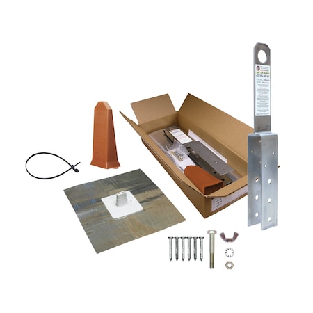 Super Anchor Safety ARS Tile Roof Fall Arrest Anchor Kit 14ga. sst+Aluminum Flashing Base EPDM+Stem Cover Terra Cotta 2820-T